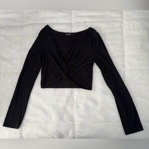 Black Long Sleeve Crop Top